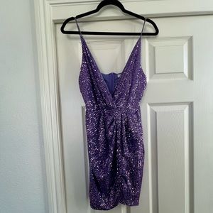 Area Faux Wrap Purple Sequin Mini